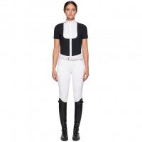 Cavalleria Toscana Turniershirt Damen REVO Pleated Cotton Bib Tech HW22, kurzarm Cavalleria Toscana Turniershirt Damen REVO Pleated Cotton Bib Tech HW22, kurzarm