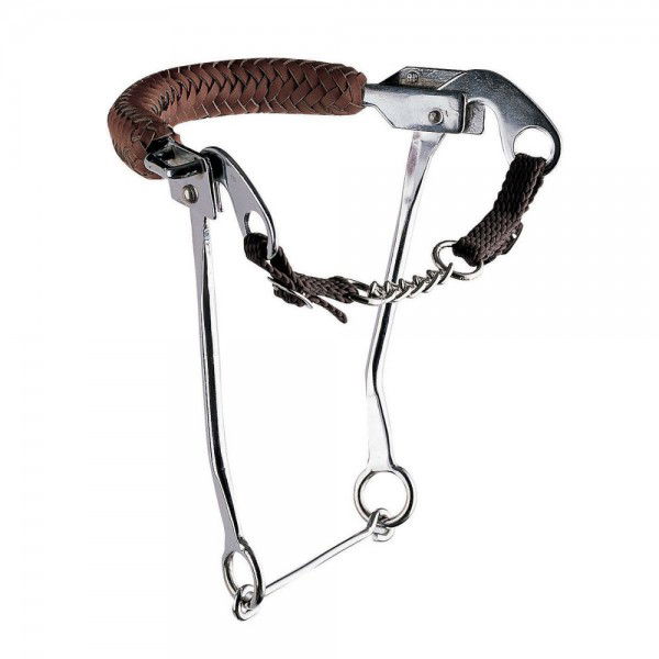 HS Sprenger Hackamore mit Kinnkette und Edelstahlseiten