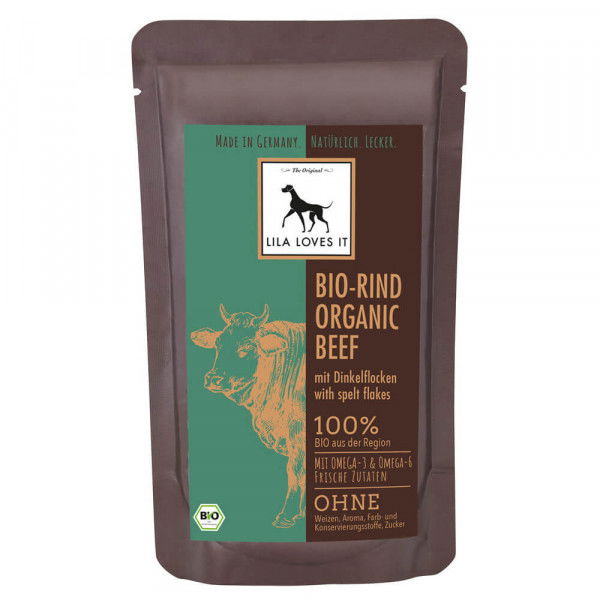Lila Loves It Hundefutter Bio-Rind mit Dinkelflocken, Nassfutter